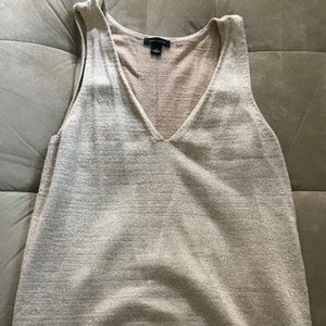 Ann Taylor Gold Glimmering Sleeveless Top S: Small